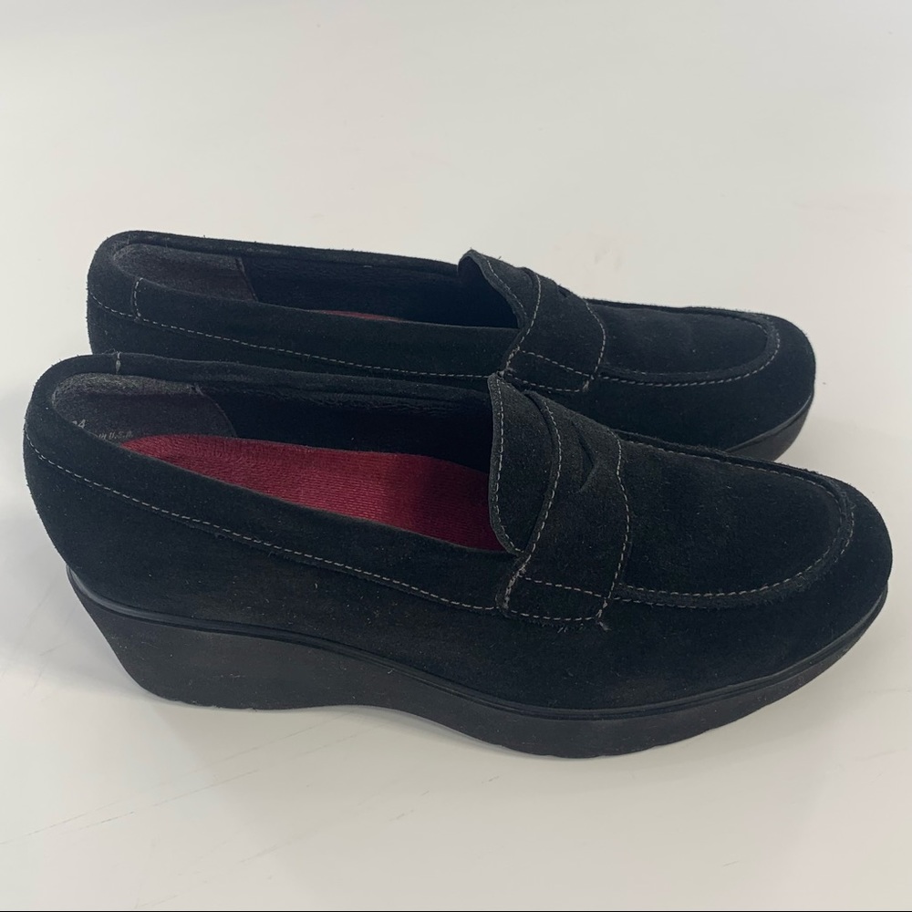 Munro Katie Black Suede Wedge Walking Extra Light Comfort Casual Loafer